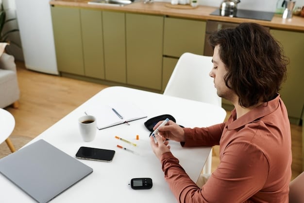 A person with diabetes checking their blood sugar levels at home, illustrating the importance of affordable healthcare for managing chronic conditions.