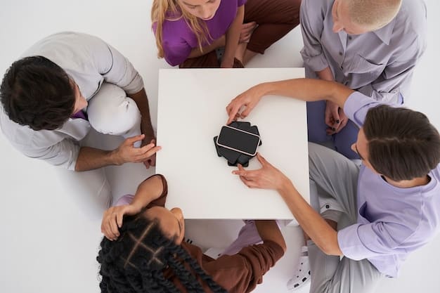 A diverse group of people is gathered around a table, looking at health insurance brochures and discussing their coverage needs with a healthcare advisor. The setting is bright and professional, symbolizing informed decision-making.