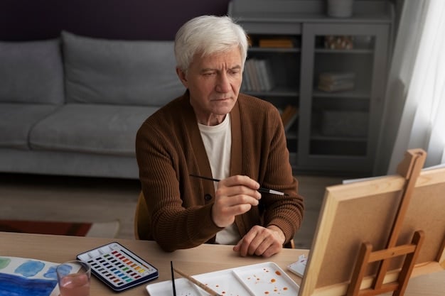 A person looking thoughtfully at a retirement planning document, symbolizing the importance of careful planning for HSA contributions.