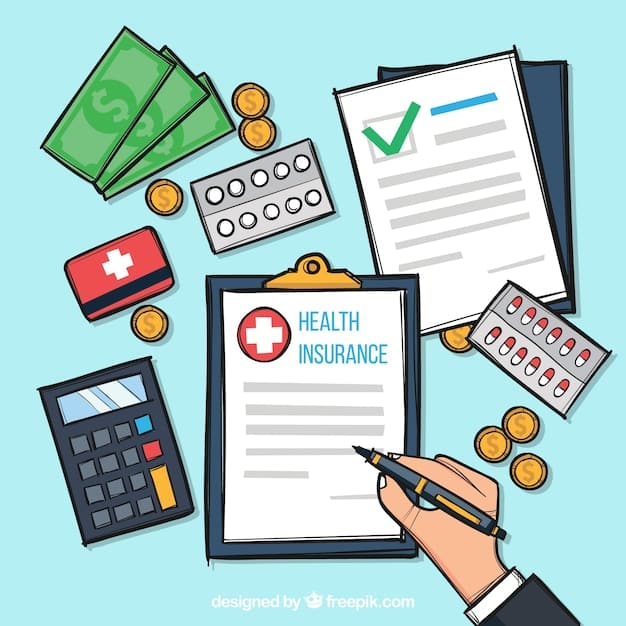 A person reviewing a stack of medical bills and insurance paperwork, with a calculator nearby, symbolizing the process of managing healthcare expenses.