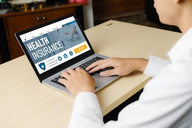 A person using a laptop to compare different health insurance plans on a website, highlighting the importance of research.