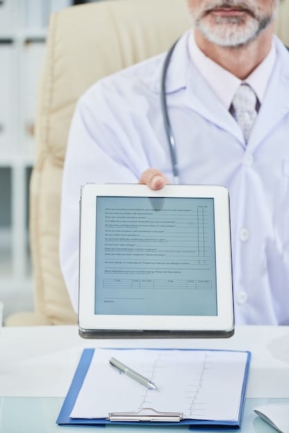 A doctor reviewing a patient's medical chart during a check-up, emphasizing the importance of health history in insurance planning.