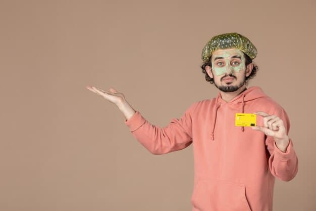A person's hand reaches for a credit card, hesitant, while a thought bubble above their head shows a balanced scale with 