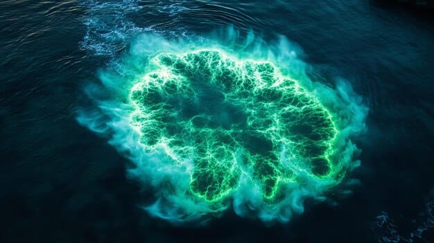 A brain scan highlighting areas of activity related to mindfulness and sleep, perhaps with calming blue and green tones.