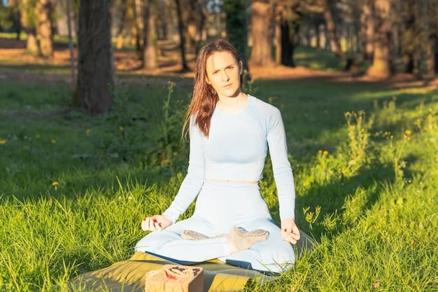 A serene individual meditating outdoors, radiating an aura of peace and self-acceptance, with soft natural light illuminating their calm posture.