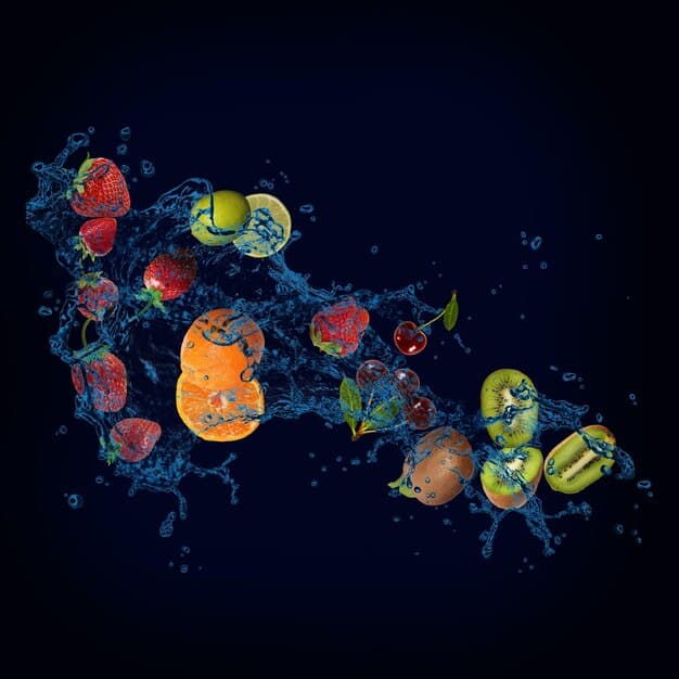A digital overlay of data points and charts on a vibrant Mediterranean food image, symbolizing data-driven analysis and future nutritional science.