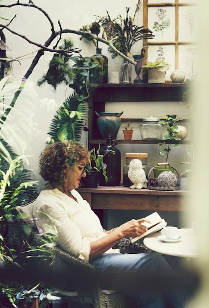 A person journaling in a cozy, sunlit room, surrounded by plants, symbolizing self-reflection and personal growth.
