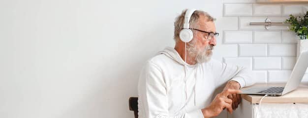 A calm person wearing noise-canceling headphones, deeply focused on a laptop screen in a clean, minimalist workspace, bathed in soft, natural light, with a 'Do Not Disturb' sign subtly visible.
