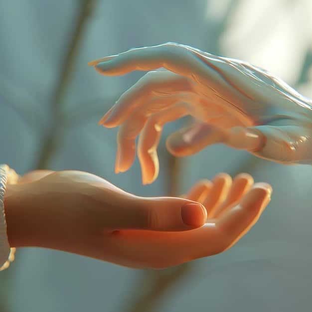 A close-up shot of someone's hands gently touching, symbolizing the tangible and sensory aspects often emphasized in mindfulness practices, connecting to Comparison/Analysis: Mindfulness vs. Meditation: Understanding the Key Differences and Benefits.