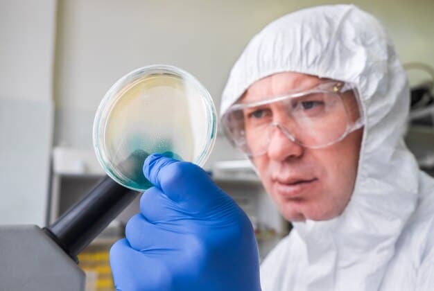A scientist in a lab coat examining a petri dish with bacteria cultures, symbolizing the scientific research behind fermented foods and their impact on gut health. The image should convey credibility and trustworthiness in relation to The Surprising Benefits of Fermented Foods for Gut Health.