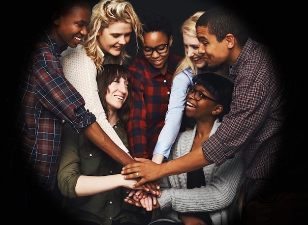 A diverse group of people supporting each other, symbolizing the importance of social connections in building resilience. The image conveys a sense of community, empathy, and shared strength. This relates to How to Build Resilience: 3 Proven Techniques for Overcoming Challenges and Staying Mentally Strong.