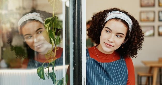 A person standing in front of a mirror, smiling at their reflection. The mirror reflection is altered with positive affirmations and empowering words, symbolizing the act of challenging negative self-talk. The atmosphere is bright and encouraging. Understanding and Overcoming Imposter Syndrome: A Guide for Professionals in 2025 is the mental exercise.