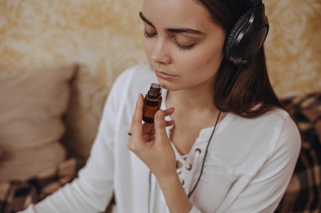 A person curates a mental wellness toolkit, by selecting various items: a stress ball, journal, aromatherapy oils, and noise-canceling headphones that can be very helpful.